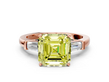Rose gold Fancy Yellow Asscher  Cut Diamond Solitaire Ring with Tapered Baguette Accents and Four-Prong Setting_17