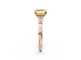 Rose gold Fancy Yellow Asscher  Cut Diamond Solitaire Ring with Tapered Baguette Accents and Four-Prong Setting_19