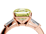 Rose gold Fancy Yellow Asscher  Cut Diamond Solitaire Ring with Tapered Baguette Accents and Four-Prong Setting_21