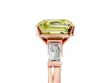 Rose gold Fancy Yellow Asscher  Cut Diamond Solitaire Ring with Tapered Baguette Accents and Four-Prong Setting_22