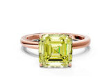 Rose gold Fancy Yellow Asscher Cut Diamond Solitaire Ring with Thin Band and Prong Setting_12