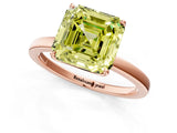 Rose gold Fancy Yellow Asscher Cut Diamond Solitaire Ring with Thin Band and Prong Setting_13