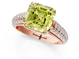 Rose gold Fancy Yellow Asscher Cut Diamond Solitaire Ring with Three-Row Pavé Band and Four-Prong Setting_21