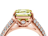 Rose gold Fancy Yellow Asscher Cut Diamond Solitaire Ring with Three-Row Pavé Band and Four-Prong Setting_24