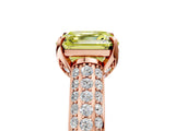 Rose gold Fancy Yellow Asscher Cut Diamond Solitaire Ring with Three-Row Pavé Band and Four-Prong Setting_25