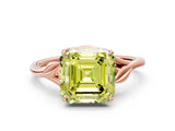Rose gold Fancy Yellow Asscher Cut Diamond Solitaire Ring with Twist Band and Four-Prong Setting_45