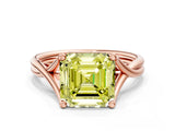 Rose gold Fancy Yellow Asscher Cut Diamond Solitaire Twist Band Prong Setting Ring_43