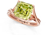 Rose gold Fancy Yellow Asscher Cut Diamond Solitaire Twist Band Prong Setting Ring_44