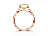 Rose gold Fancy Yellow Asscher Cut Diamond Solitaire Twist Band Prong Setting Ring_46