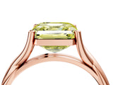 Rose gold Fancy Yellow Asscher Cut Diamond Solitaire Twist Band Prong Setting Ring_47