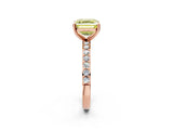 Rose gold Fancy Yellow Asscher  Cut Diamond Solitaire with Pave Band and Four-Prong Setting 4