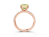 Rose gold Fancy Yellow Asscher  Cut Diamond Solitaire with Pave Band and Four-Prong Setting 5