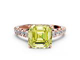 Rose gold Fancy Yellow Asscher  Cut Diamond Solitaire with Pave Band and Four-Prong Setting_33