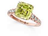 Rose gold Fancy Yellow Asscher  Cut Diamond Solitaire with Pave Band and Four-Prong Setting_34