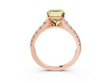 Rose gold Fancy Yellow Asscher  Cut Diamond Solitaire with Pave Band and Four-Prong Setting_36