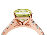 Rose gold Fancy Yellow Asscher  Cut Diamond Solitaire with Pave Band and Four-Prong Setting_37