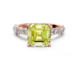Rose gold Fancy Yellow Asscher Cut Diamond Solitaire with Side Stones, Pave Band, Four-Prong Setting_47