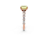 Rose gold Fancy Yellow Asscher Cut Diamond Solitaire with Side Stones, Pave Band, Four-Prong Setting_49