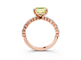 Rose gold Fancy Yellow Asscher Cut Diamond Solitaire with Side Stones, Pave Band, Four-Prong Setting_50