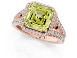 Rose gold Fancy Yellow Asscher Cut Diamond Split Shank Halo Ring with Four-Prong Setting_34