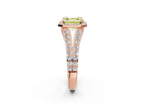 Rose gold Fancy Yellow Asscher Cut Diamond Split Shank Halo Ring with Four-Prong Setting_35