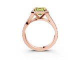 Rose gold Fancy Yellow Asscher Cut Diamond Split Shank Halo Ring with Four-Prong Setting_36