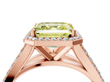 Rose gold Fancy Yellow Asscher Cut Diamond Split Shank Halo Ring with Four-Prong Setting_37