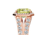 Rose gold Fancy Yellow Asscher Cut Diamond Split Shank Halo Ring with Four-Prong Setting_38