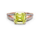 Rose gold Fancy Yellow Asscher Cut Diamond Split Shank Pavé Engagement Ring with Four-Prong Setting_18