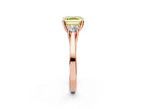 Rose gold Fancy Yellow Asscher Cut Diamond Three-Stone Engagement Ring with Prong Setting and Pavé Band_2