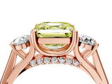 Rose gold Fancy Yellow Asscher Cut Diamond Three-Stone Engagement Ring with Prong Setting and Pavé Band_4