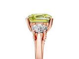 Rose gold Fancy Yellow Asscher Cut Diamond Three-Stone Engagement Ring with Prong Setting and Pavé Band_5