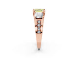 Rose gold Fancy Yellow Asscher Cut Diamond Three-Stone Ring with Channel Set Band and Four-Prong Setting_77