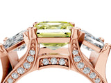 Rose gold Fancy Yellow Asscher Cut Diamond Three-Stone Ring with Channel Set Band and Four-Prong Setting_79