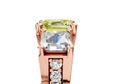 Rose gold Fancy Yellow Asscher Cut Diamond Three-Stone Ring with Channel Set Band and Four-Prong Setting_80