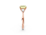 Rose gold Fancy Yellow Asscher Cut Diamond Three-Stone Ring with Pear Side Stones and Four-Prong Setting_82