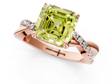 Rose gold Fancy Yellow Asscher  Cut Diamond Twist Band Solitaire with Prong Setting_17