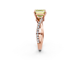 Rose gold Fancy Yellow Asscher  Cut Diamond Twist Band Solitaire with Prong Setting_18
