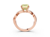Rose gold Fancy Yellow Asscher  Cut Diamond Twist Band Solitaire with Prong Setting_19