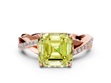 Rose gold Fancy Yellow Asscher  Cut Diamond Twisted Band Engagement Ring with Prong Setting_3