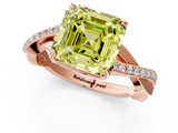 Rose gold Fancy Yellow Asscher  Cut Diamond Twisted Band Engagement Ring with Prong Setting_4