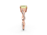 Rose gold Fancy Yellow Asscher  Cut Diamond Twisted Band Engagement Ring with Prong Setting_5
