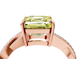 Rose gold Fancy Yellow Asscher  Cut Diamond Twisted Band Engagement Ring with Prong Setting_7