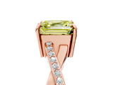 Rose gold Fancy Yellow Asscher  Cut Diamond Twisted Band Engagement Ring with Prong Setting_8