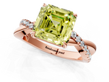 Rose gold Fancy Yellow Asscher  Cut Diamond Twisted Band with Pavé Setting and Four-Prong Setting_16