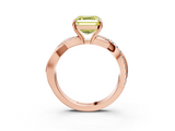 Rose gold Fancy Yellow Asscher  Cut Diamond Twisted Band with Pavé Setting and Four-Prong Setting_18
