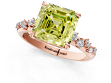 Rose gold Fancy Yellow Asscher  Cut Diamond Vine Band with Four-Prong Setting_1