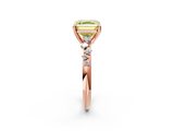 Rose gold Fancy Yellow Asscher  Cut Diamond Vine Band with Four-Prong Setting_2