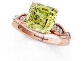 Rose gold Fancy Yellow Asscher  Cut Diamond with Milgrain Marquise and Bezel Accents on a Solitaire Band with Prong Setting_18