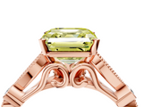 Rose gold Fancy Yellow Asscher  Cut Diamond with Milgrain Marquise and Bezel Accents on a Solitaire Band with Prong Setting_21
